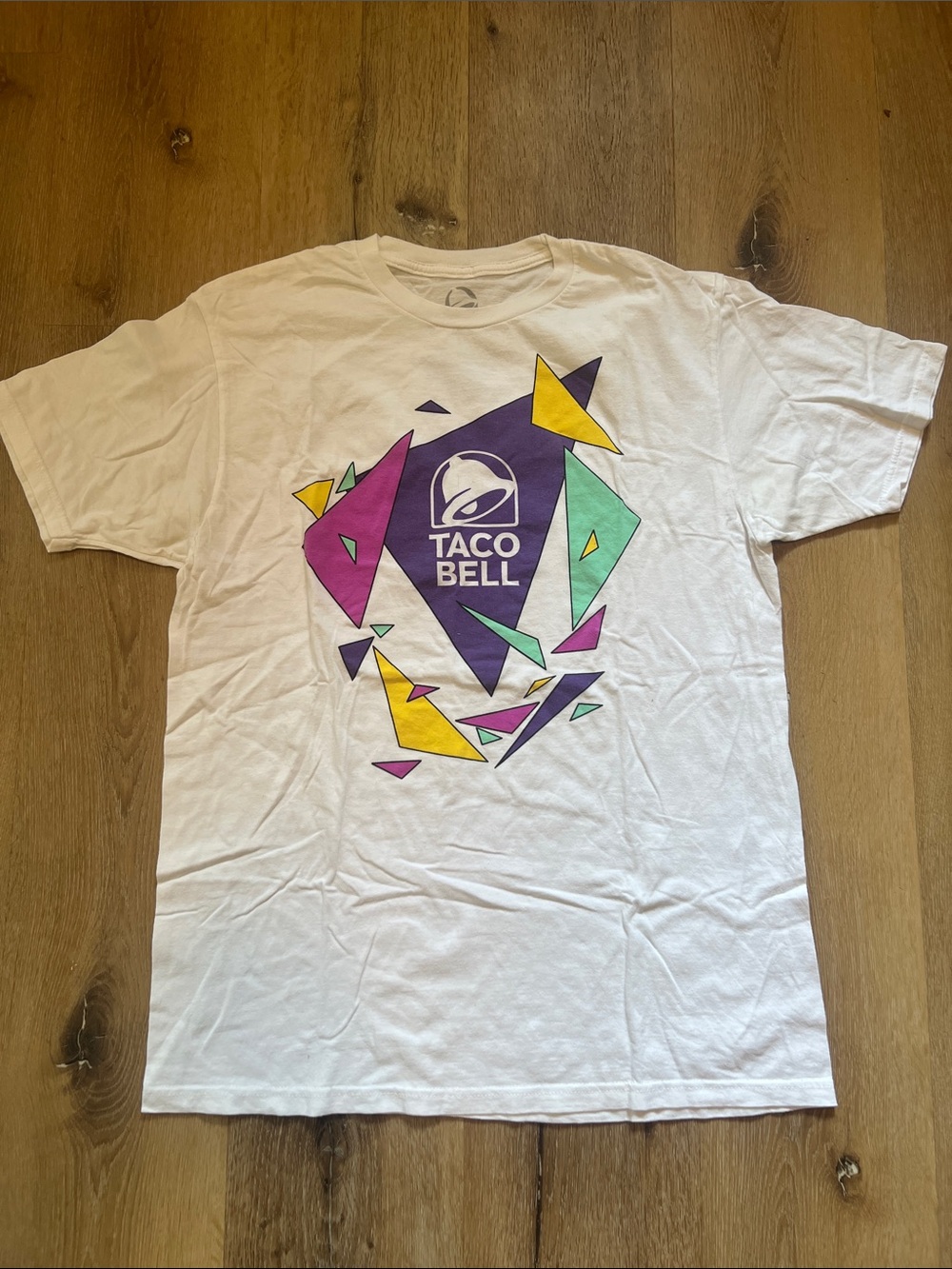 Taco Bell Large 100% Cotton White Logo Graphic Tee